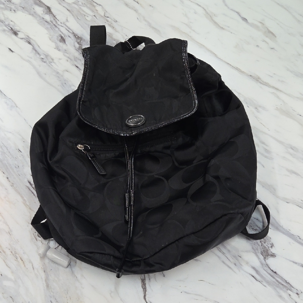 Coach Black Backpack With Logo Pattern - image 1